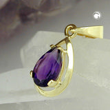 Anhänger, Tropfen, Amethyst, 9Kt GOLD