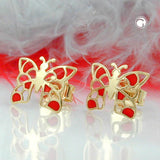 Stecker 7x8 mm Schmetterling rot 9Kt GOLD