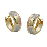 Creole 12x5mm Klappscharnier tricolor diamantiert 9Kt GOLD