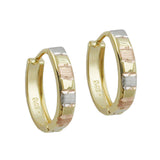 Creole 12x3mm Klappscharnier oval tricolor diamantiert 9Kt GOLD