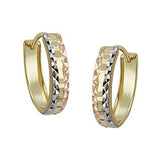 Creole 12x3mm Klappscharnier tricolor diamantiert 9Kt GOLD