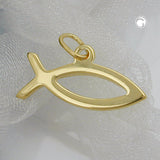 Anhänger 8,5x17,5mm Fisch glänzend 8Kt GOLD