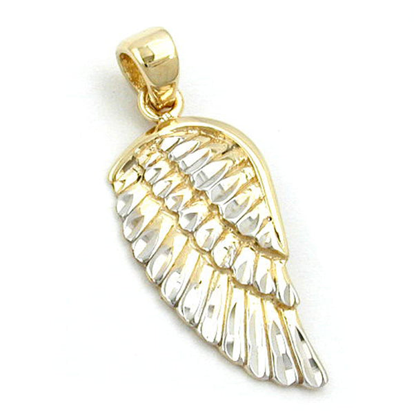 Anhänger Engelsflügel 21x9,5mm bicolor rhodiniert diamantiert 9Kt GOLD