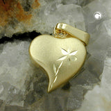 Anhänger, Herz mit Blume, 8Kt GOLD