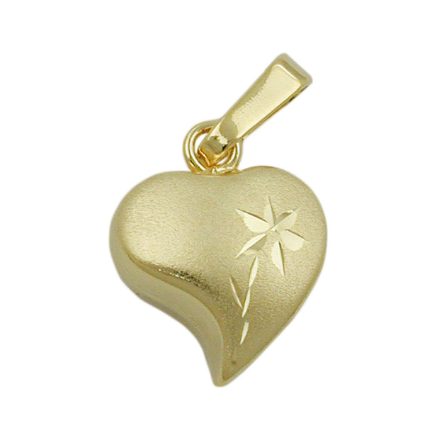 Anhänger, Herz mit Blume, 8Kt GOLD