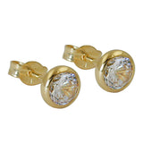 Stecker ca. 6mm Zirkonia weiß 8Kt GOLD