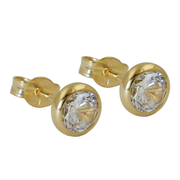 Stecker ca. 6mm Zirkonia weiß 8Kt GOLD
