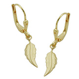 Ohrbrisur Ohrhänger Ohrringe 28x5mm Blatt matt-diamantiert 8Kt GOLD