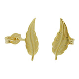 Stecker 12x5mm Blatt matt-diamantiert 8Kt GOLD