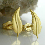 Stecker 12x5mm Blatt matt-diamantiert 8Kt GOLD