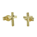 Stecker 7,5x5mm Kreuz glänzend diamantiert 8Kt GOLD