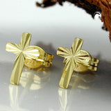 Stecker 7,5x5mm Kreuz glänzend diamantiert 8Kt GOLD