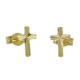 Stecker 7,5x5mm Kreuz glänzend diamantiert 8Kt GOLD