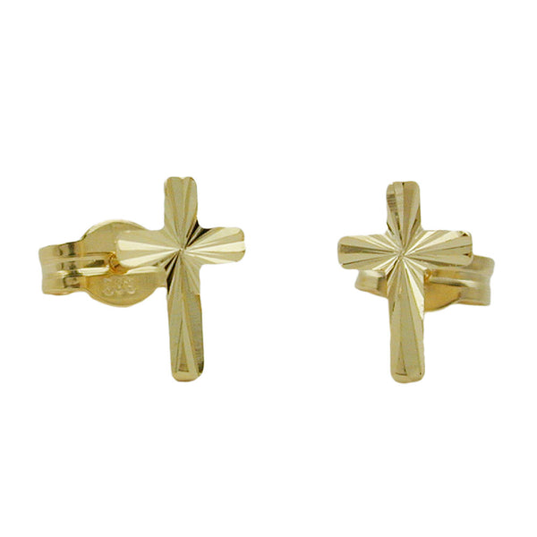 Stecker 7,5x5mm Kreuz glänzend diamantiert 8Kt GOLD