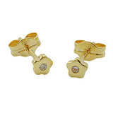 Stecker, Blume mit Zirkonia, 8Kt GOLD