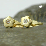 Stecker, Blume mit Zirkonia, 8Kt GOLD