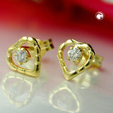 Stecker, Herz mit Zirkonia, 8Kt GOLD