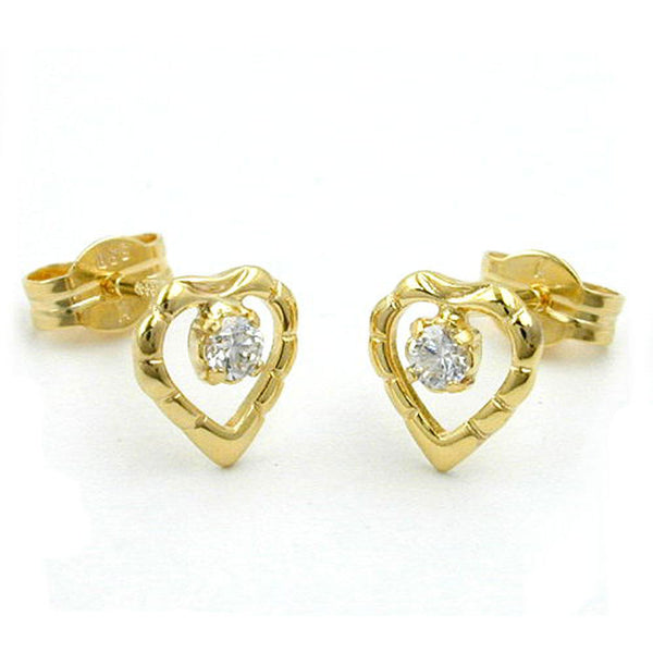 Stecker, Herz mit Zirkonia, 8Kt GOLD