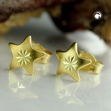Stecker 6,5mm Stern mattiert diamantiert 8Kt GOLD