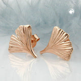 Stecker, 12mm Ginkgoblatt 9Kt Rotgold