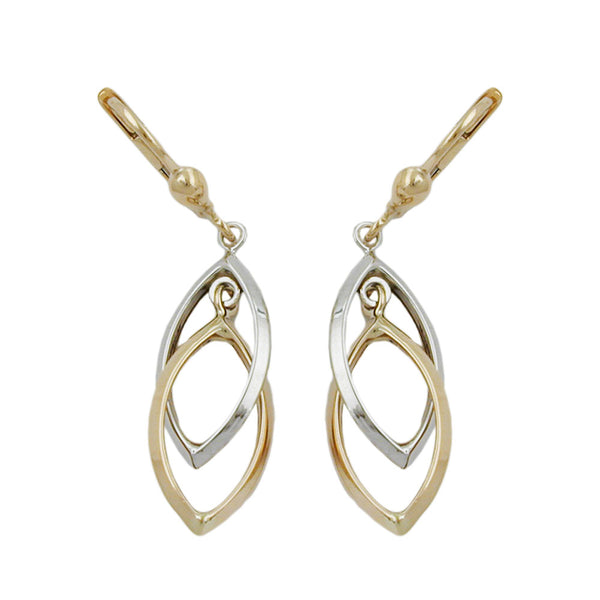 Brisur, 2 Ovale, bicolor, 9Kt GOLD
