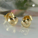 Stecker 4mm Herz mit Muster glänzend 9Kt GOLD