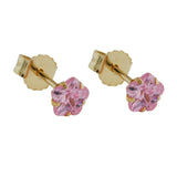 Stecker, Blume Zirkonia pink, 9Kt GOLD
