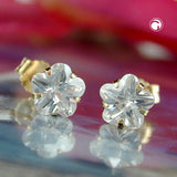 Stecker, Blume Zirkonia weiß, 9Kt GOLD