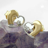 Stecker, Herz bicolor, Zirkonia 9Kt GOLD
