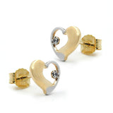 Stecker, Herz bicolor, Zirkonia 9Kt GOLD