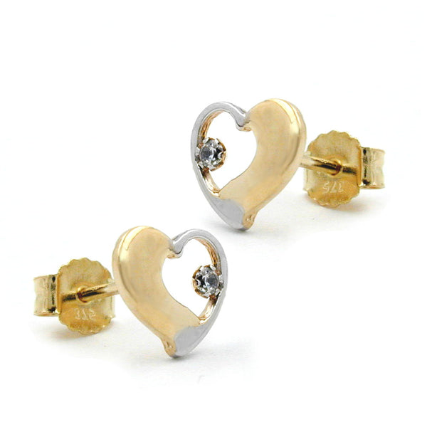 Stecker, Herz bicolor, Zirkonia 9Kt GOLD