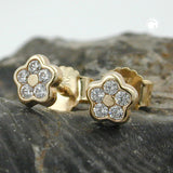 Stecker kleine Blume Zirkonia, 9Kt GOLD