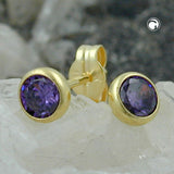 Stecker 4,5mm Zirkonia amethyst-gefärbt 8Kt GOLD