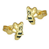 Stecker 7x6mm Biene schwarz lackiert 9Kt GOLD