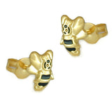 Stecker 7x6mm Biene schwarz lackiert 9Kt GOLD