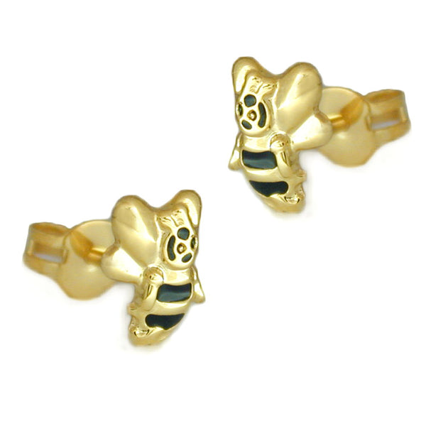 Stecker 7x6mm Biene schwarz lackiert 9Kt GOLD