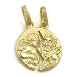Anhänger Doppelanhänger 13mm Engel/Teufel matt-glänzend 9Kt GOLD