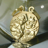 Anhänger Doppelanhänger 13mm Engel/Teufel matt-glänzend 9Kt GOLD