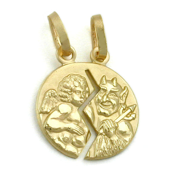 Anhänger Doppelanhänger 13mm Engel/Teufel matt-glänzend 9Kt GOLD