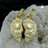Anhänger Doppelanhänger Herz 14x12mm ALWAYS FRIENDS, 9Kt GOLD