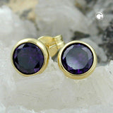 Stecker 5,5mm Zirkonia amethyst-gefärbt 8Kt GOLD