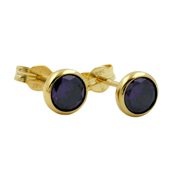 Stecker 5,5mm Zirkonia amethyst-gefärbt 8Kt GOLD