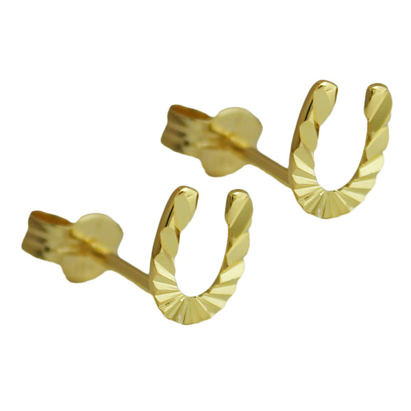 Stecker 6x6mm Hufeisen diamantiert 8Kt GOLD