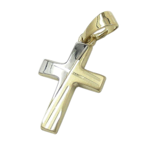 Anhänger, Kreuz bicolor, 9Kt GOLD
