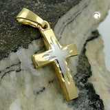 Anhänger, Kreuz bicolor, 9Kt GOLD