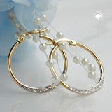 Creole 25x1mm bicolor diamantiert 9Kt GOLD