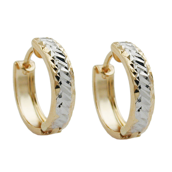 Creole 11x3mm Klappscharnier bicolor rhodiniert diamantiert 9Kt GOLD