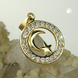 Anhänger Mond/Stern islamisch, 9Kt GOLD