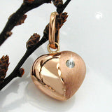 Anhänger, Herz mit Zirkonia, 9Kt Rotgold