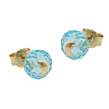 Stecker, Glas-aqua-blau Mond 14Kt GOLD